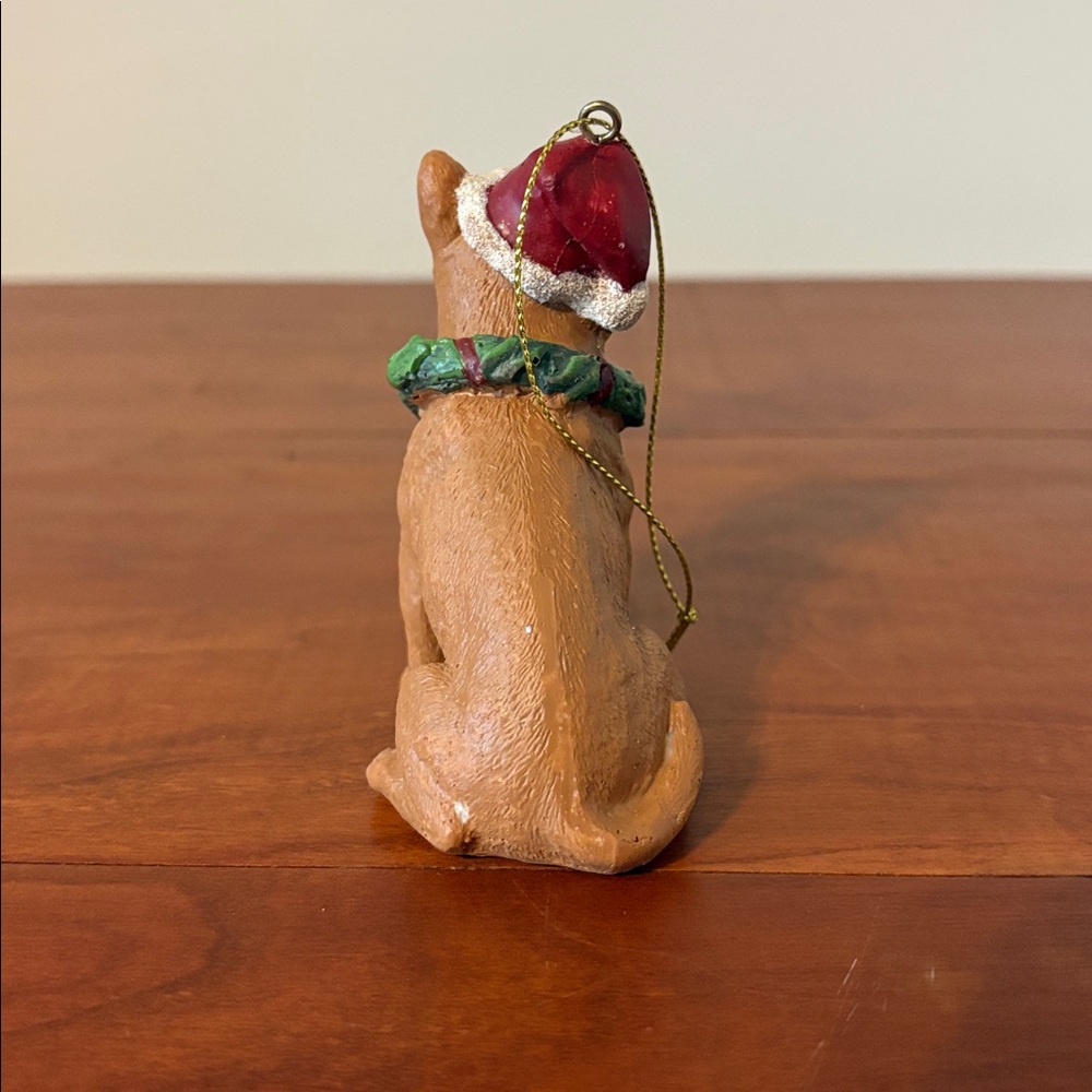 Dog Christmas Ornament Bulldog Terrier Figurine Santa Hat Resin Holiday Decor - Picture 4 of 6